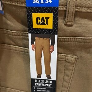 NWT CAT Fleece Lined Canvas Pant Tan Size 36x34
